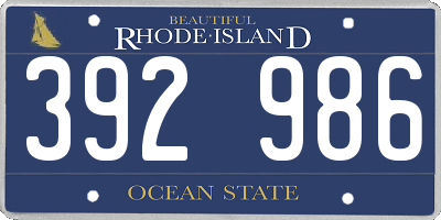 RI license plate 392986