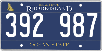 RI license plate 392987