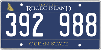 RI license plate 392988