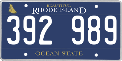 RI license plate 392989