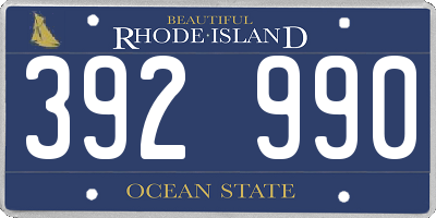 RI license plate 392990