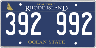 RI license plate 392992