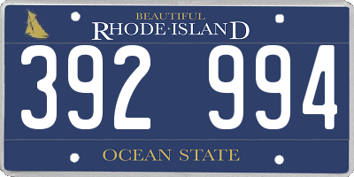 RI license plate 392994