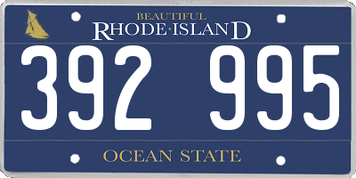 RI license plate 392995