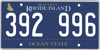 RI license plate 392996