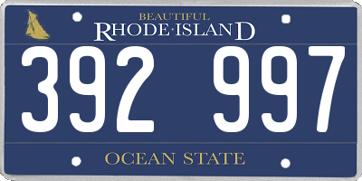 RI license plate 392997