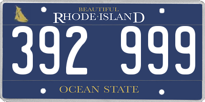 RI license plate 392999