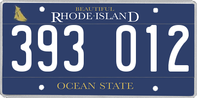 RI license plate 393012