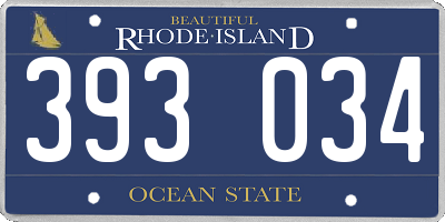 RI license plate 393034