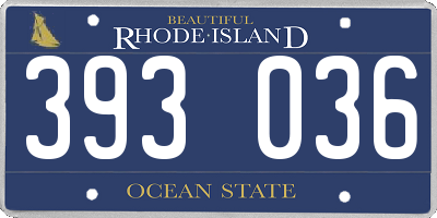 RI license plate 393036