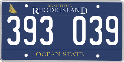 RI license plate 393039