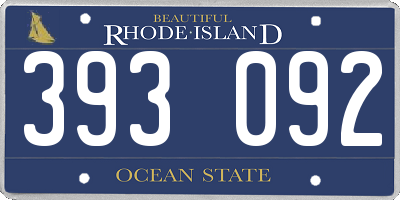 RI license plate 393092