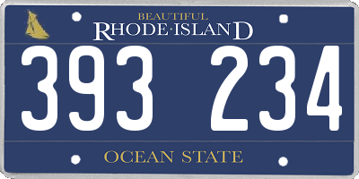 RI license plate 393234