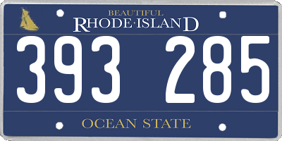 RI license plate 393285