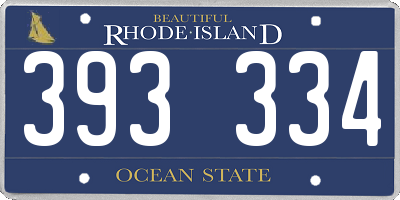 RI license plate 393334