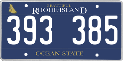 RI license plate 393385