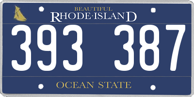 RI license plate 393387