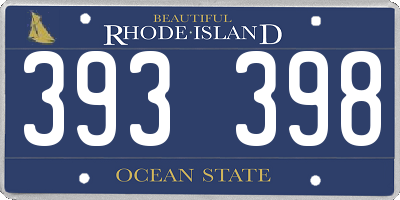 RI license plate 393398