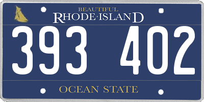 RI license plate 393402