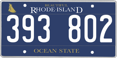 RI license plate 393802