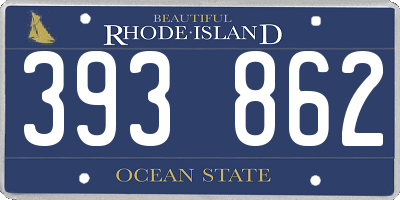 RI license plate 393862