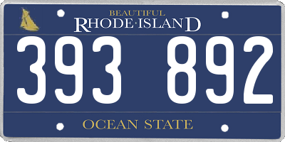 RI license plate 393892