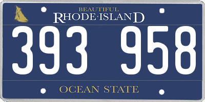 RI license plate 393958