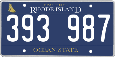 RI license plate 393987