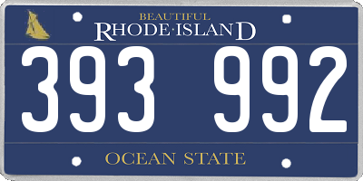 RI license plate 393992