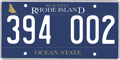 RI license plate 394002