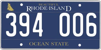 RI license plate 394006
