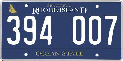 RI license plate 394007