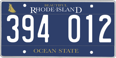 RI license plate 394012