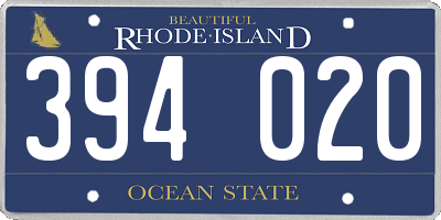 RI license plate 394020