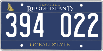 RI license plate 394022