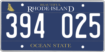 RI license plate 394025