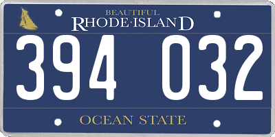 RI license plate 394032