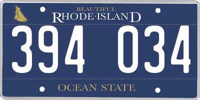 RI license plate 394034
