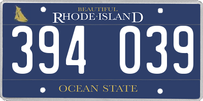 RI license plate 394039