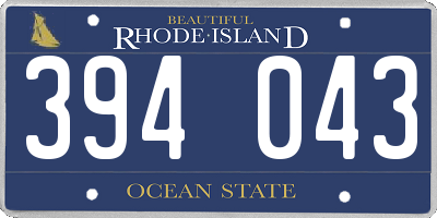 RI license plate 394043