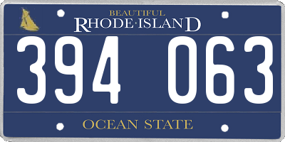 RI license plate 394063