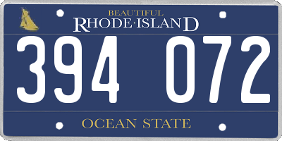 RI license plate 394072