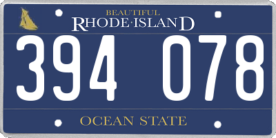 RI license plate 394078