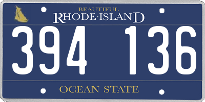 RI license plate 394136
