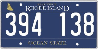 RI license plate 394138