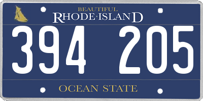 RI license plate 394205