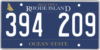 RI license plate 394209