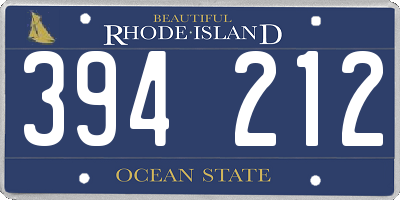 RI license plate 394212