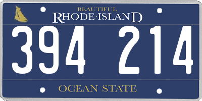 RI license plate 394214