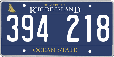 RI license plate 394218